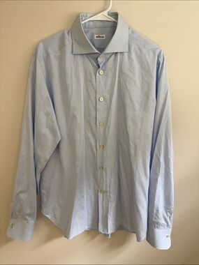Kiton Light Blue Dress Shirt with Spread Collar
